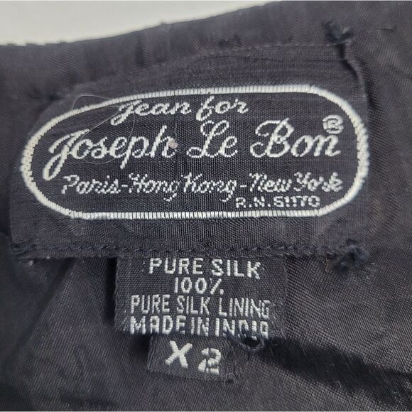 VINTAGE 80s top silk black beaded sequin floral short sleeve elegant XL - Picture 5 of 7